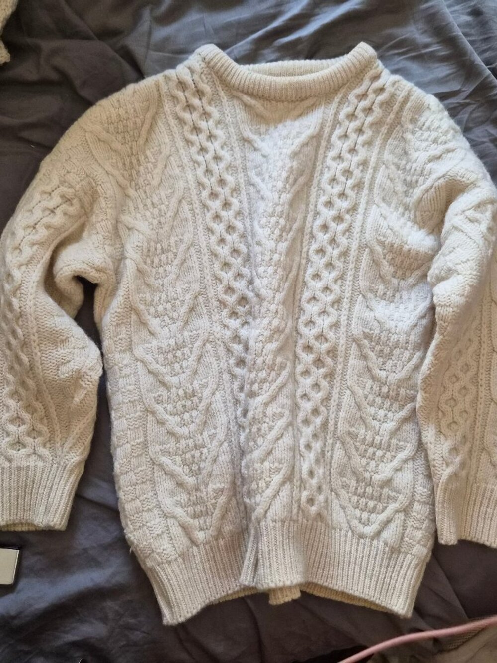 Vintage Fisherman Pullover 100% Pure New Wool*** Cable Knit Sweater from the UK